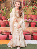 Cream Sara Jahan Organza Embellished Gharara-White Crown