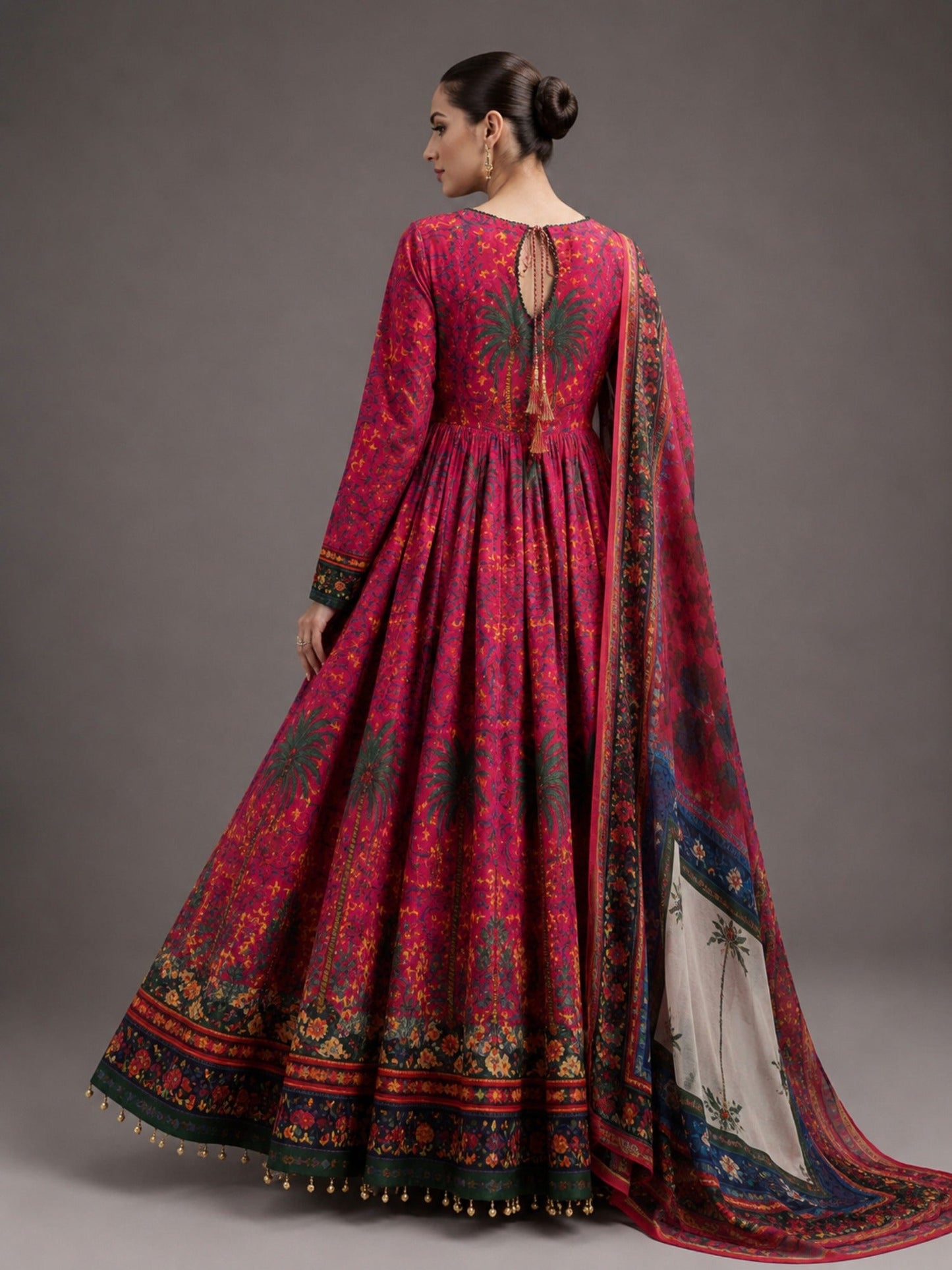 Black and Maroon-MH Cloth House Blended Lawn Printed Stitched 2-Piece Suit-Firdaus