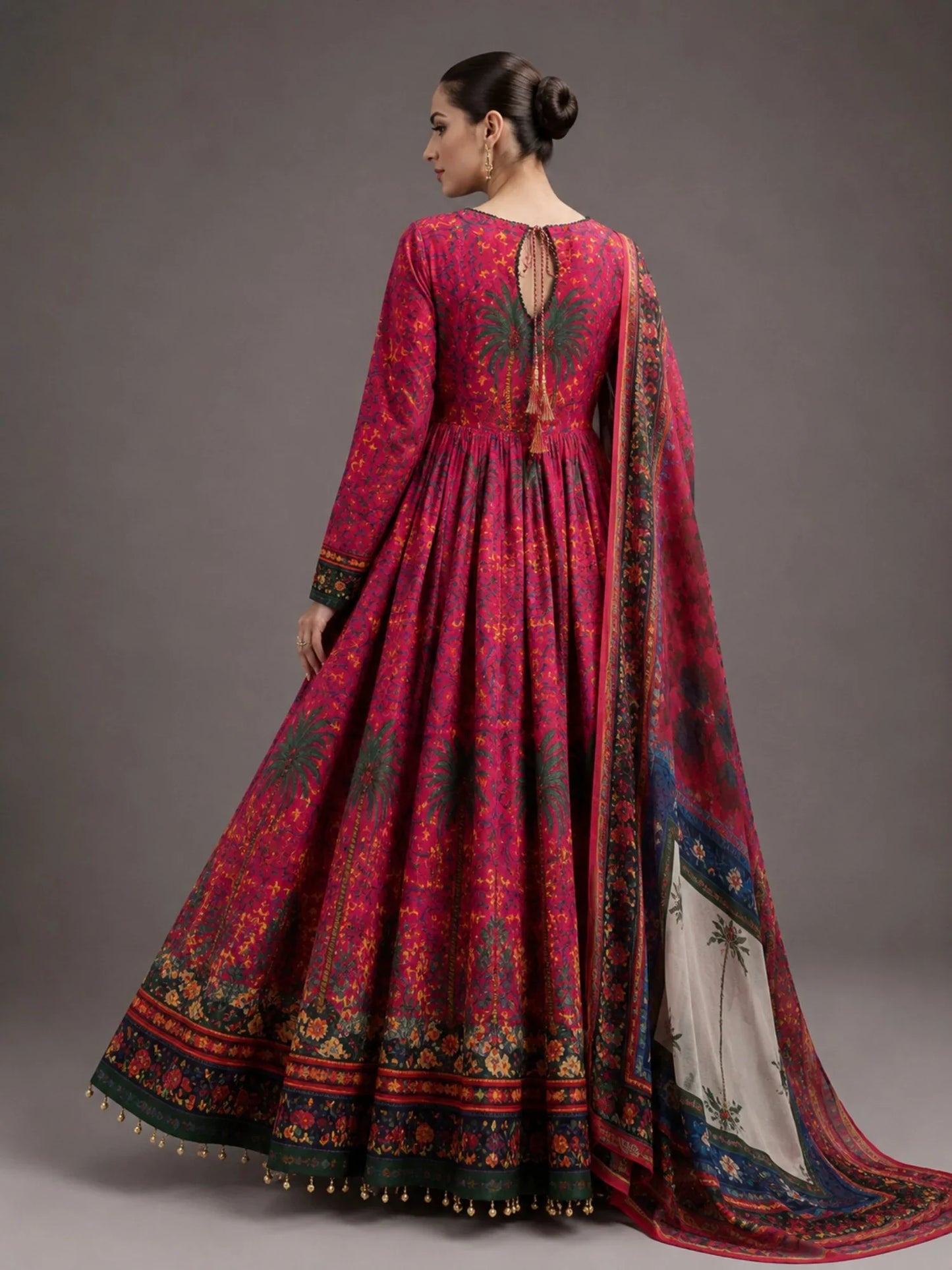 Maroon-MH Cloth House Blended Lawn Printed Stitched 2-Piece Suit-Firdaus