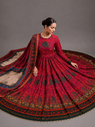 Black and Maroon MH Cloth House Blended Lawn Printed Stitched 2 Piece Suit Firdaus