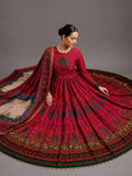 Maroon-MH Cloth House Blended Lawn Printed Stitched 2-Piece Suit-Firdaus