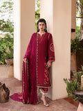 Red-Hussain Rehar Lawn Embroidered Stitched 3-Piece Suit-Ada
