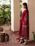 Red-Hussain Rehar Lawn Embroidered Stitched 3-Piece Suit-Ada