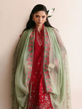 Red-Hussain Rehar Eid Pret SS 26 Lawn Embroidered Stitched 3-Piece Suit-Scarlet