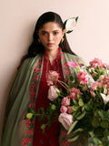 Red-Hussain Rehar Eid Pret SS 26 Lawn Embroidered Stitched 3-Piece Suit-Scarlet