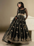 Black Hani & Umaima Organza Embroidered Lehenga-Gul e Rehab