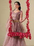 Lilac Hani & Umaima Organza Embroidered Lehenga-Rang e Jah