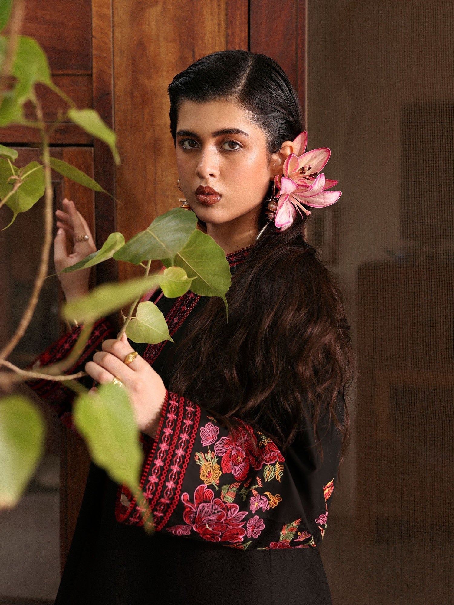 Black-Hussain Rehar Eid Pret SS 26 Lawn Embroidered Stitched 3-Piece Suit-Nigah