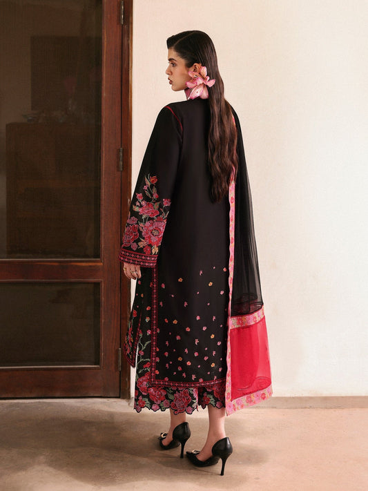 Black-Hussain Rehar Eid Pret SS 26 Lawn Embroidered Stitched 3-Piece Suit-Nigah