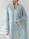 Blue-Jugnu By Hussain Rehar SS'26 Edit III Cotton Embroidered Unstitched 3-Piece Suit-Dira