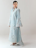 Blue-Jugnu By Hussain Rehar SS'26 Edit III Cotton Embroidered Unstitched 3-Piece Suit-Dira