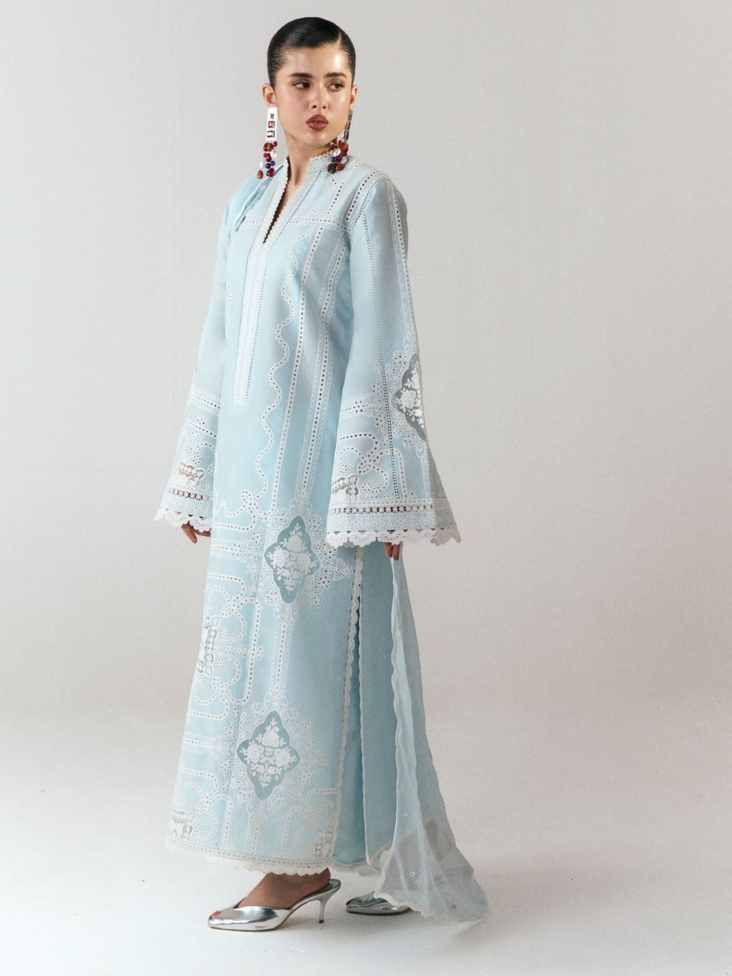 Blue-Jugnu By Hussain Rehar SS'26 Edit III Cotton Embroidered Unstitched 3-Piece Suit-Dira