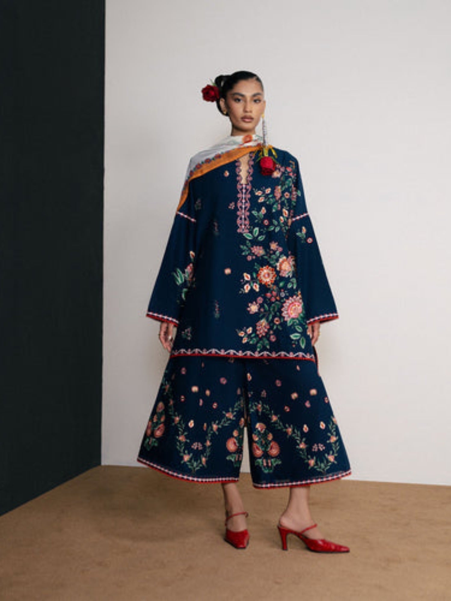 Blue-Jugnu By Hussain Rehar SS'26-Edit IV Cotton Embroidered Stitched 3-Piece Suit-Jiro