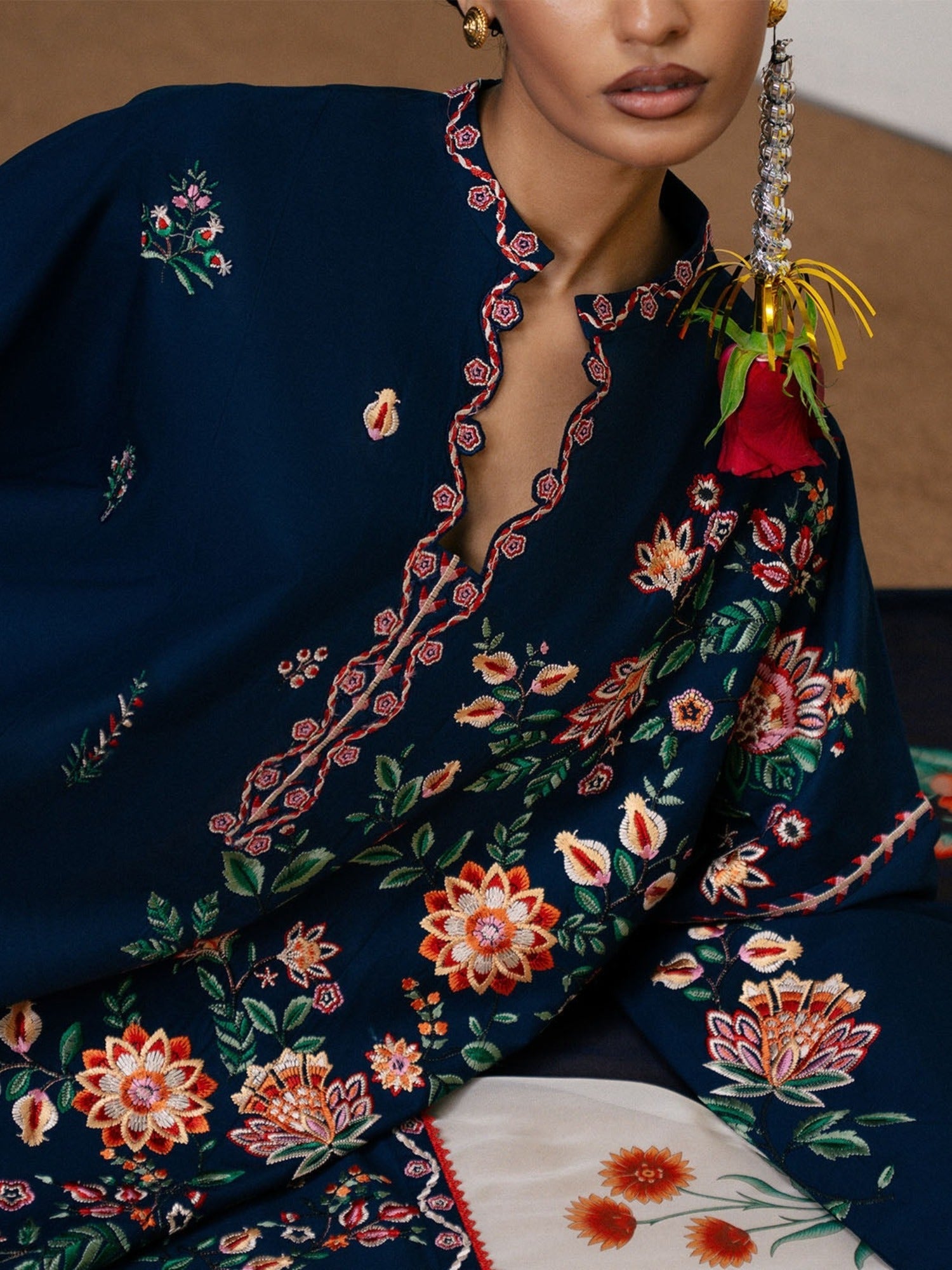 Blue-Jugnu By Hussain Rehar SS'26-Edit IV Cotton Embroidered Stitched 3-Piece Suit-Jiro