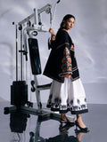 Black and Ivory-Jugnu By Hussain Rehar SS'26-Edit IV Cotton Embroidered Stitched 2-Piece Suit-Kenji