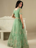 Green Hani & Umaima Organza Embroidered Lehenga-Gul e Rimal