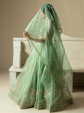 Green Hani & Umaima Organza Embroidered Lehenga-Gul e Rimal
