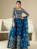 Blue Hani & Umaima Organza Embroidered Lehenga-Noor e Saba