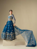 Blue Hani & Umaima Organza Embroidered Lehenga-Noor e Saba