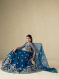 Blue Hani & Umaima Organza Embroidered Lehenga-Noor e Saba