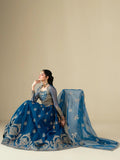 Blue Hani & Umaima Organza Embroidered Lehenga-Noor e Saba
