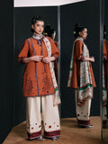 Orange Jugnu By Hussain Rehar SS'26-Edit IV Cotton Embroidered Stitched 3-Piece Suit-Yona