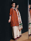 Orange Jugnu By Hussain Rehar SS'26-Edit IV Cotton Embroidered Stitched 3-Piece Suit-Yona