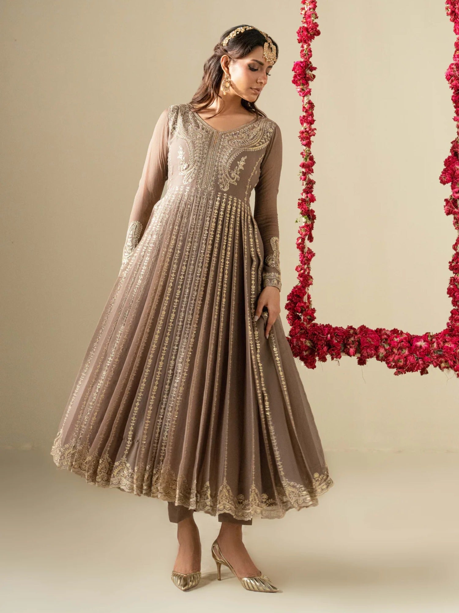Hani & Umaima Chiffon Embroidered Stitched 3-Piece Suit-Sohani