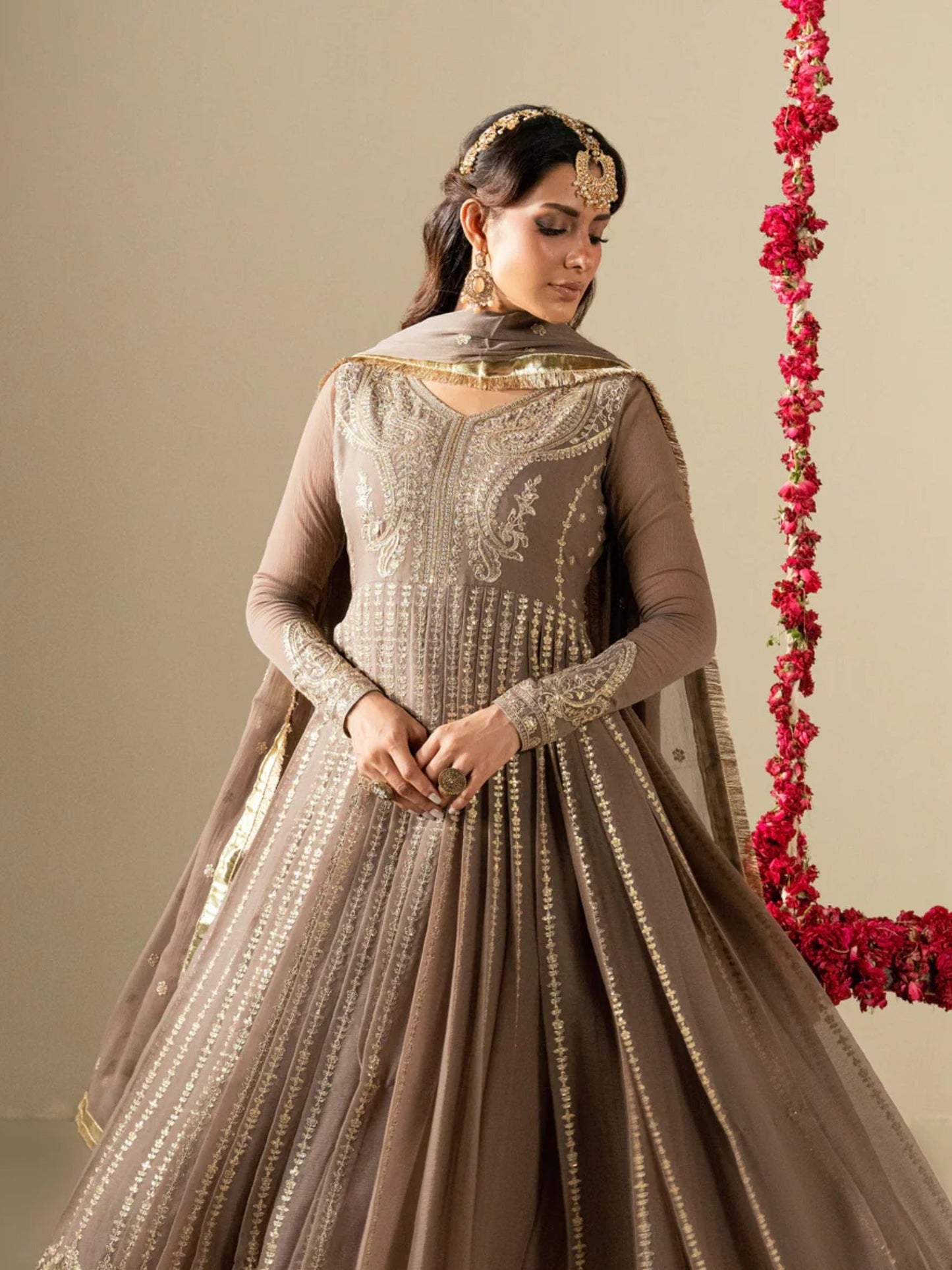 Hani & Umaima Chiffon Embroidered Stitched 3-Piece Suit-Sohani