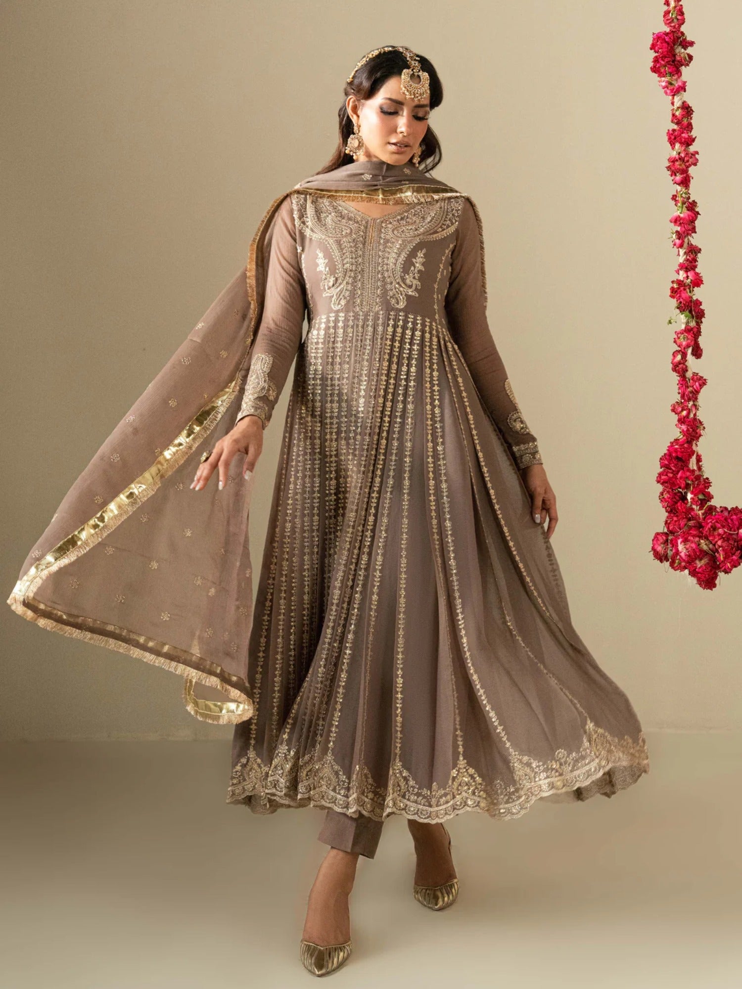 Hani & Umaima Chiffon Embroidered Stitched 3-Piece Suit-Sohani