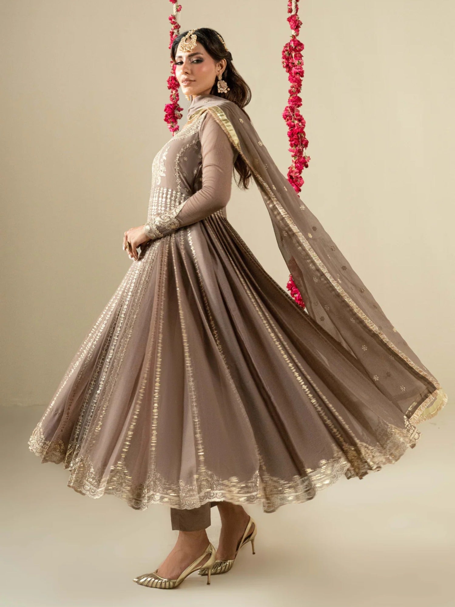 Hani & Umaima Chiffon Embroidered Stitched 3-Piece Suit-Sohani