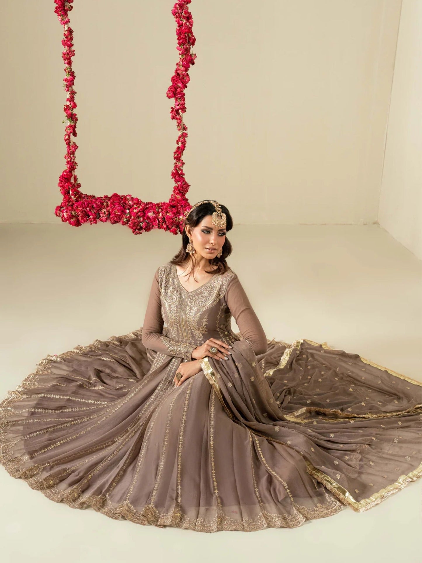 Hani & Umaima Chiffon Embroidered Stitched 3-Piece Suit-Sohani