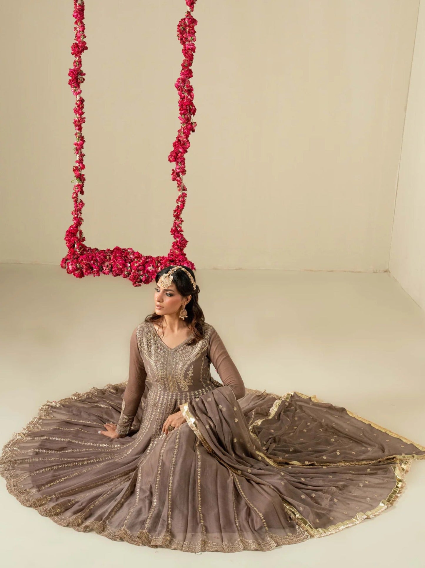 Hani & Umaima Chiffon Embroidered Stitched 3-Piece Suit-Sohani