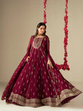 Maroon Hani & Umaima Chiffon Embroidered Stitched 2-Piece Suit-Jiya
