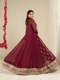 Maroon Hani & Umaima Chiffon Embroidered Stitched 2-Piece Suit-Jiya