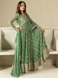 Green Hani & Umaima Chiffon Embroidered Stitched 2-Piece Suit-Sara