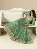 Green Hani & Umaima Chiffon Embroidered Stitched 2-Piece Suit-Sara