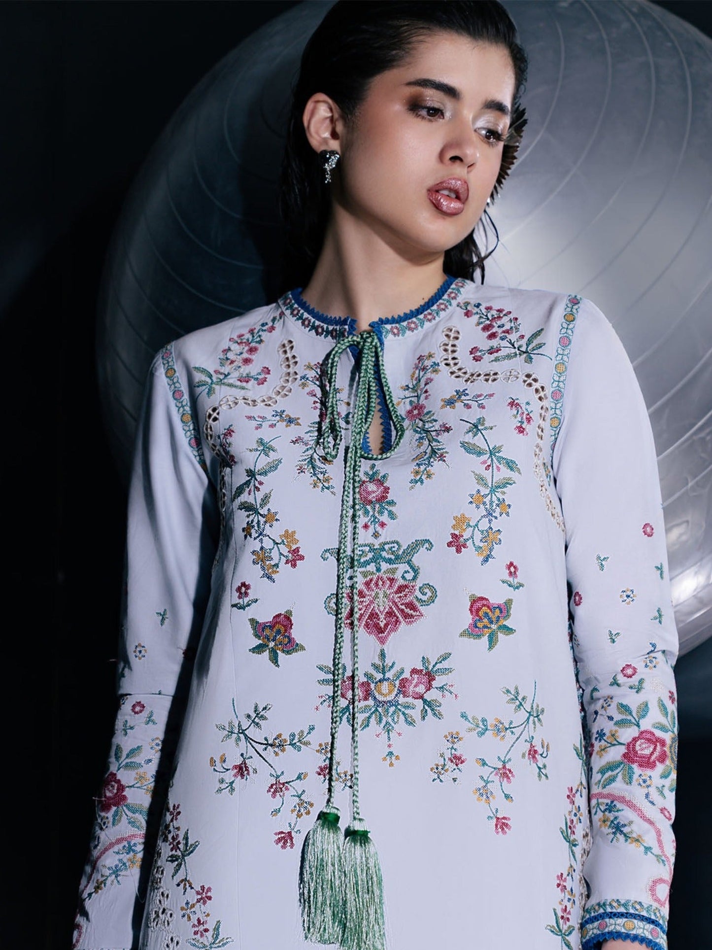 Blue-Jugnu By Hussain Rehar SS'26-Edit IV Cotton Embroidered Stitched 3-Piece Suit-Zana