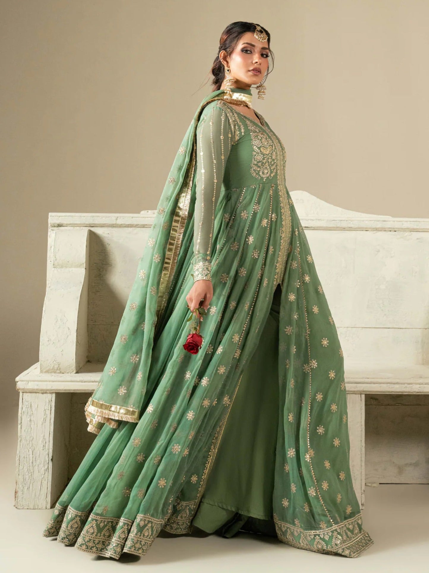 Hani & Umaima Chiffon Embroidered Stitched 3-Piece Suit-Astra