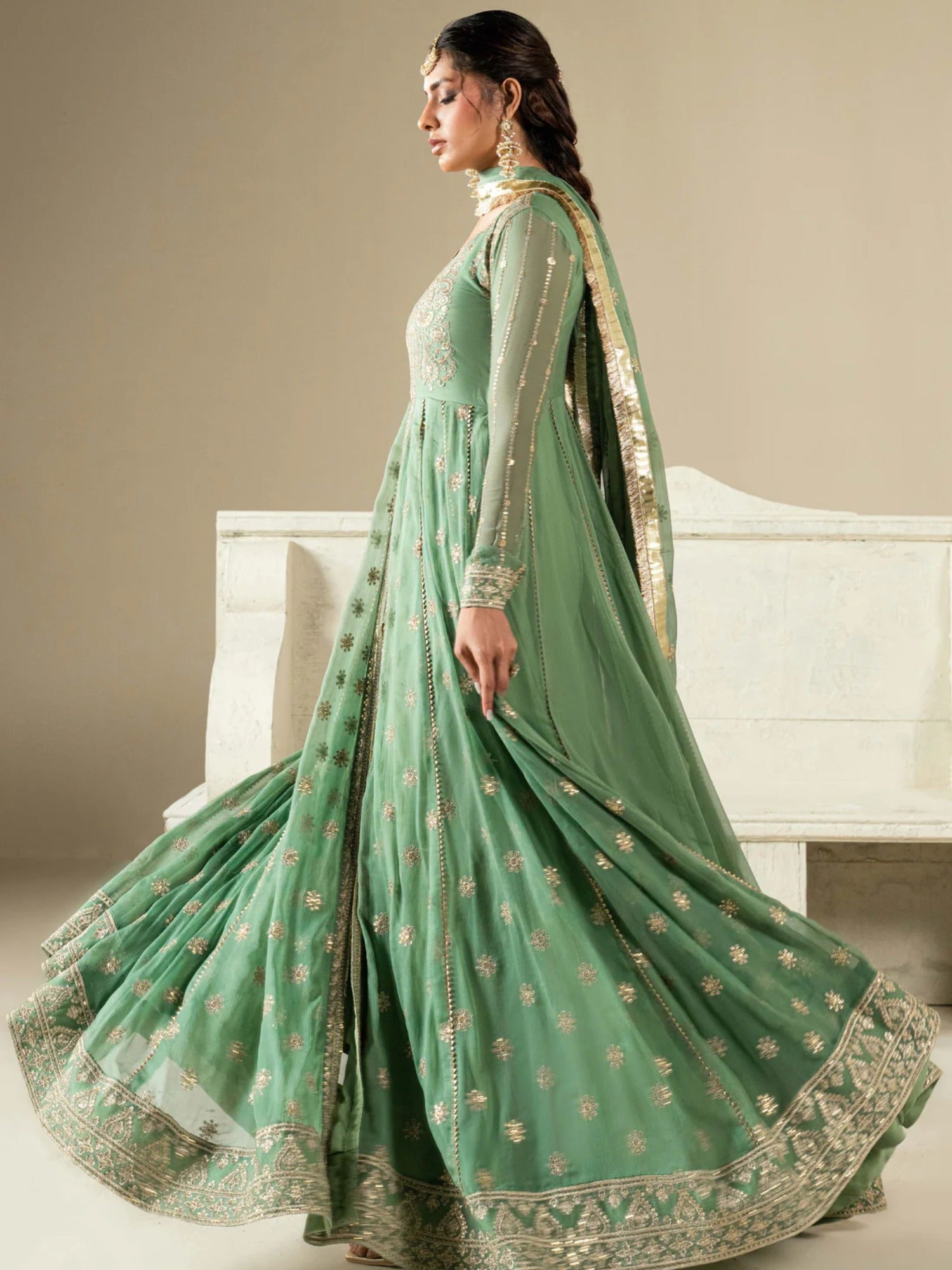 Hani & Umaima Chiffon Embroidered Stitched 3-Piece Suit-Astra