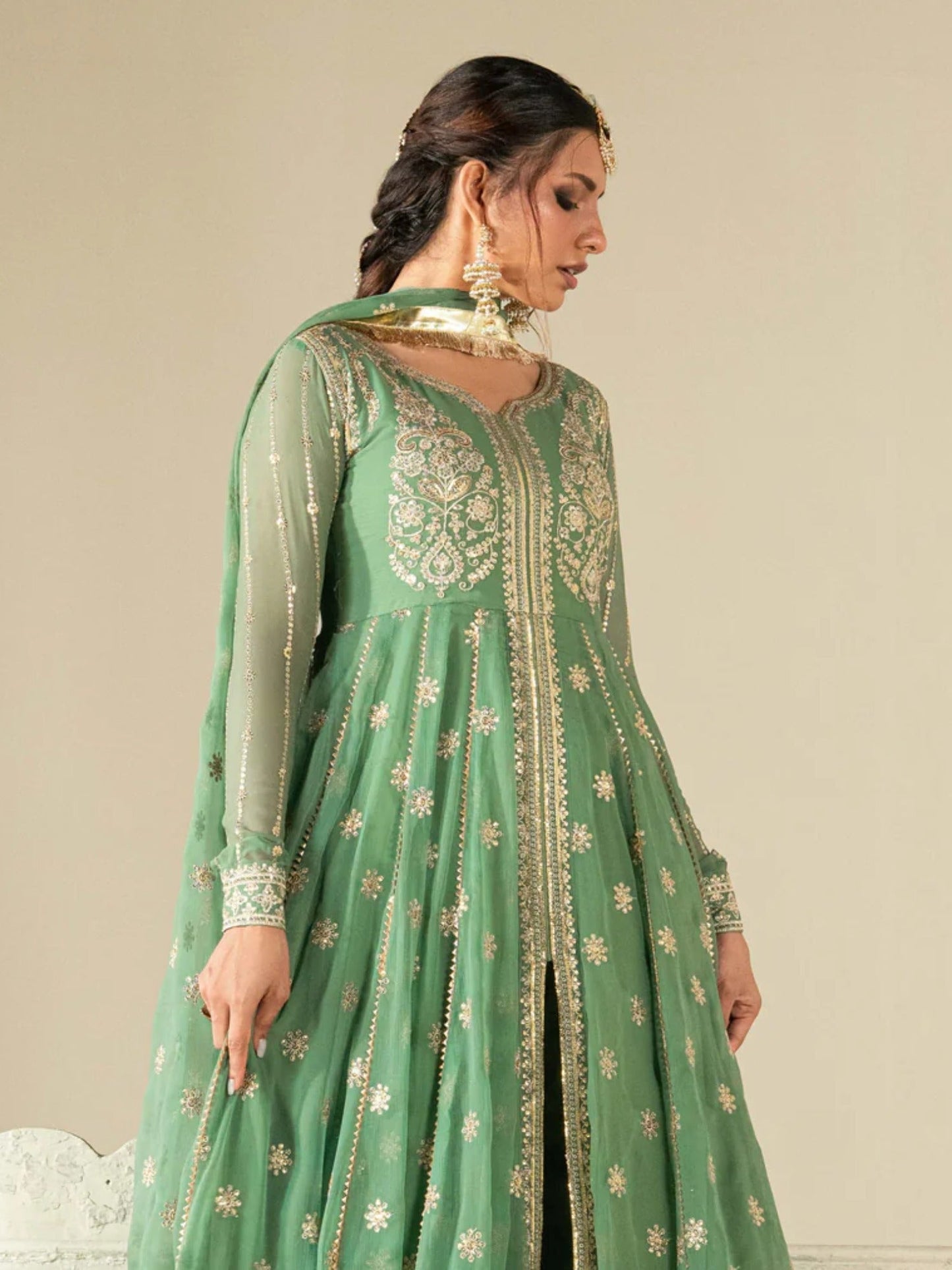 Hani & Umaima Chiffon Embroidered Stitched 3-Piece Suit-Astra