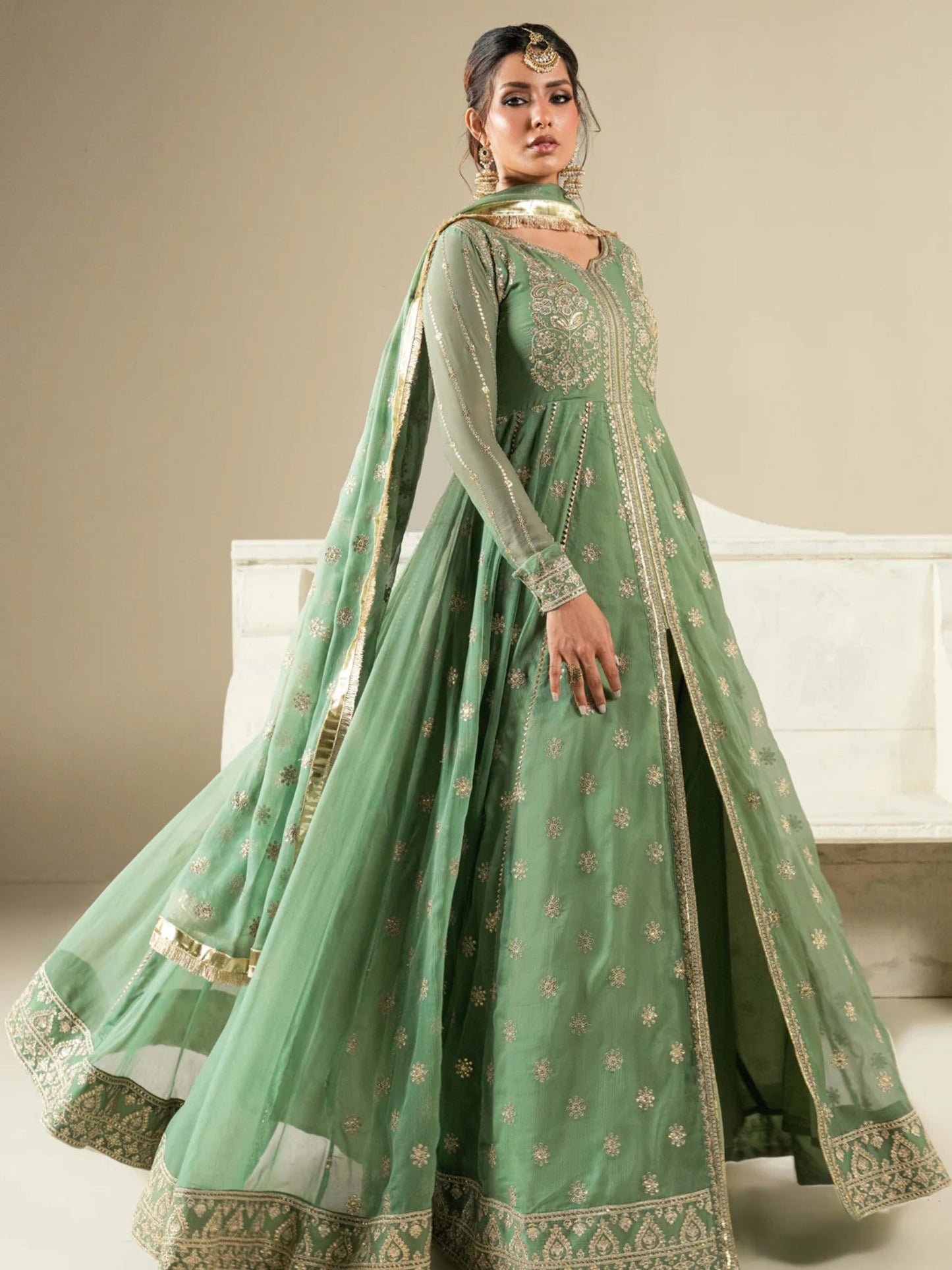 Hani & Umaima Chiffon Embroidered Stitched 3-Piece Suit-Astra