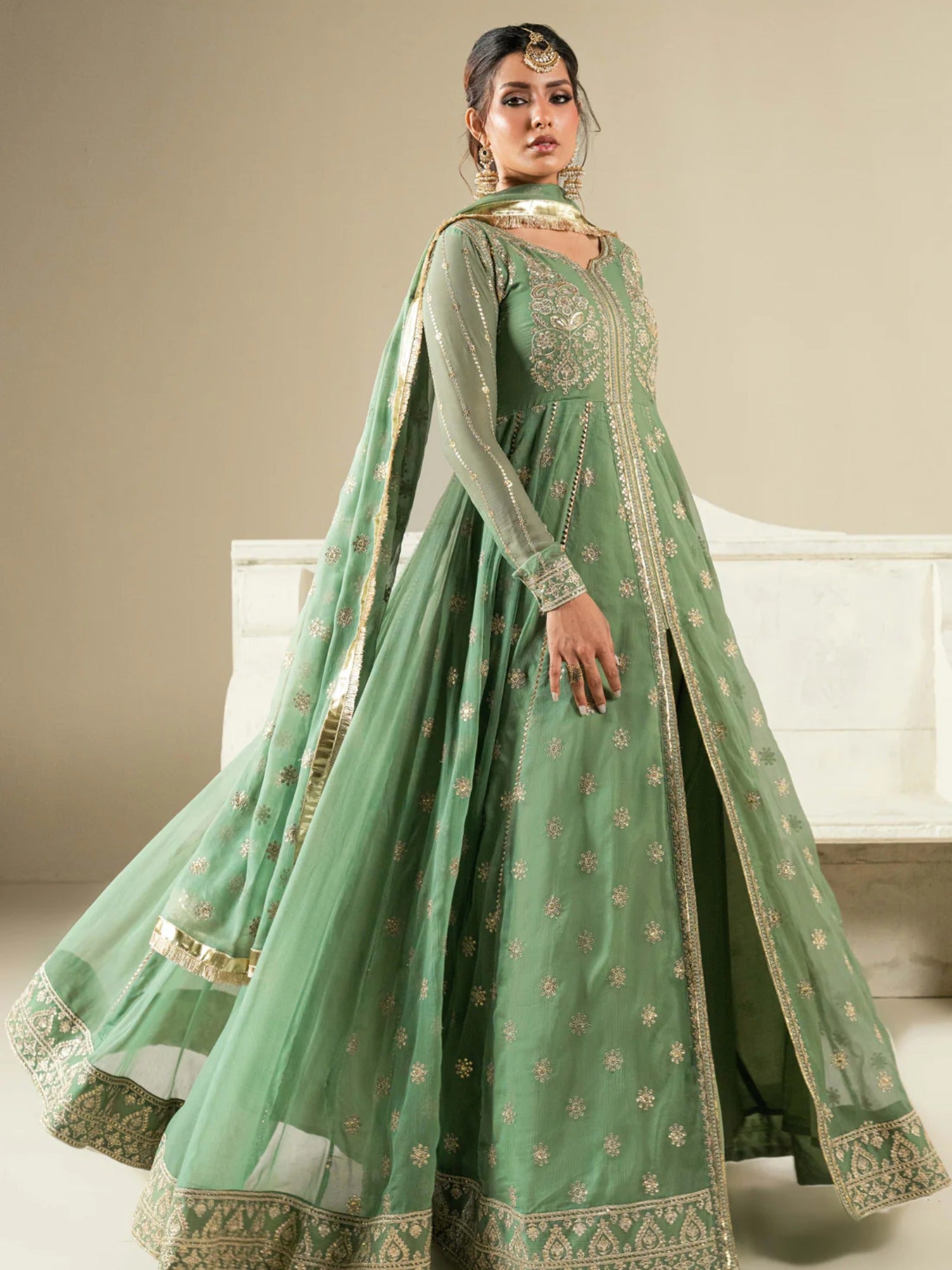 Hani & Umaima Chiffon Embroidered Stitched 3-Piece Suit-Astra