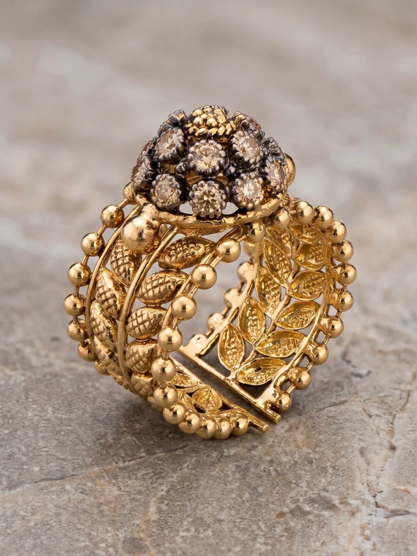 Orya Jewellery Adjustable Ring-Champagne R55