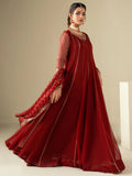 Maroon Hani & Umaima Chiffon Embroidered Stitched 2-Piece Suit-Uswa