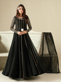 Black Hani & Umaima Chiffon Embroidered Stitched 2-Piece Suit-Arina