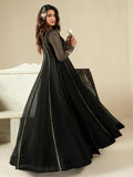 Black Hani & Umaima Chiffon Embroidered Stitched 2-Piece Suit-Arina