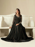 Black Hani & Umaima Chiffon Embroidered Stitched 2-Piece Suit-Arina