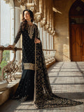 Black Hani & Umaima Chiffon Embroidered Gharara-Seemal