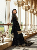 Black Hani & Umaima Chiffon Embroidered Gharara-Seemal